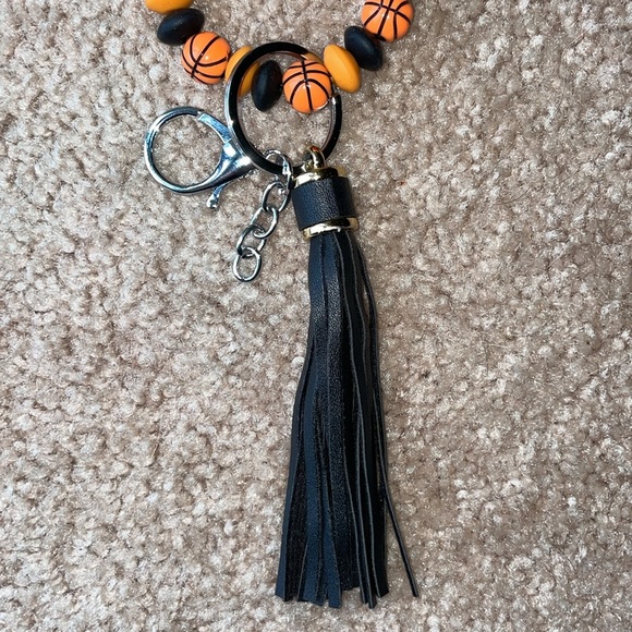 Basketball Bead Bracelet Wrist Keychain Leather Tassel  Key Ring Bag Accessories - Picture 9 of 13